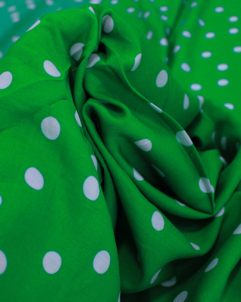 Tecido Viscose Poá Irrergular Branco e Verde