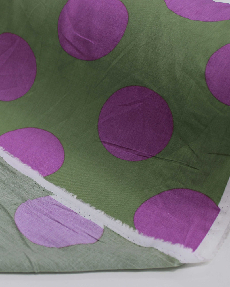 Tecido Viscose Macro Poá Rosa e Verde 
