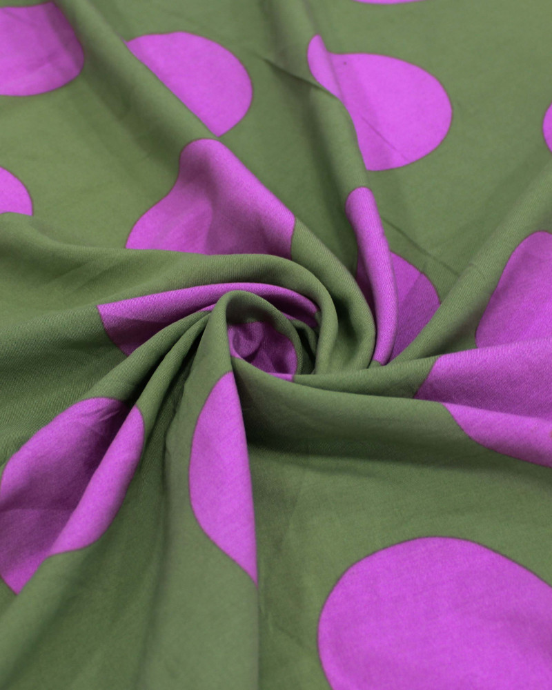 Tecido Viscose Macro Poá Rosa e Verde 