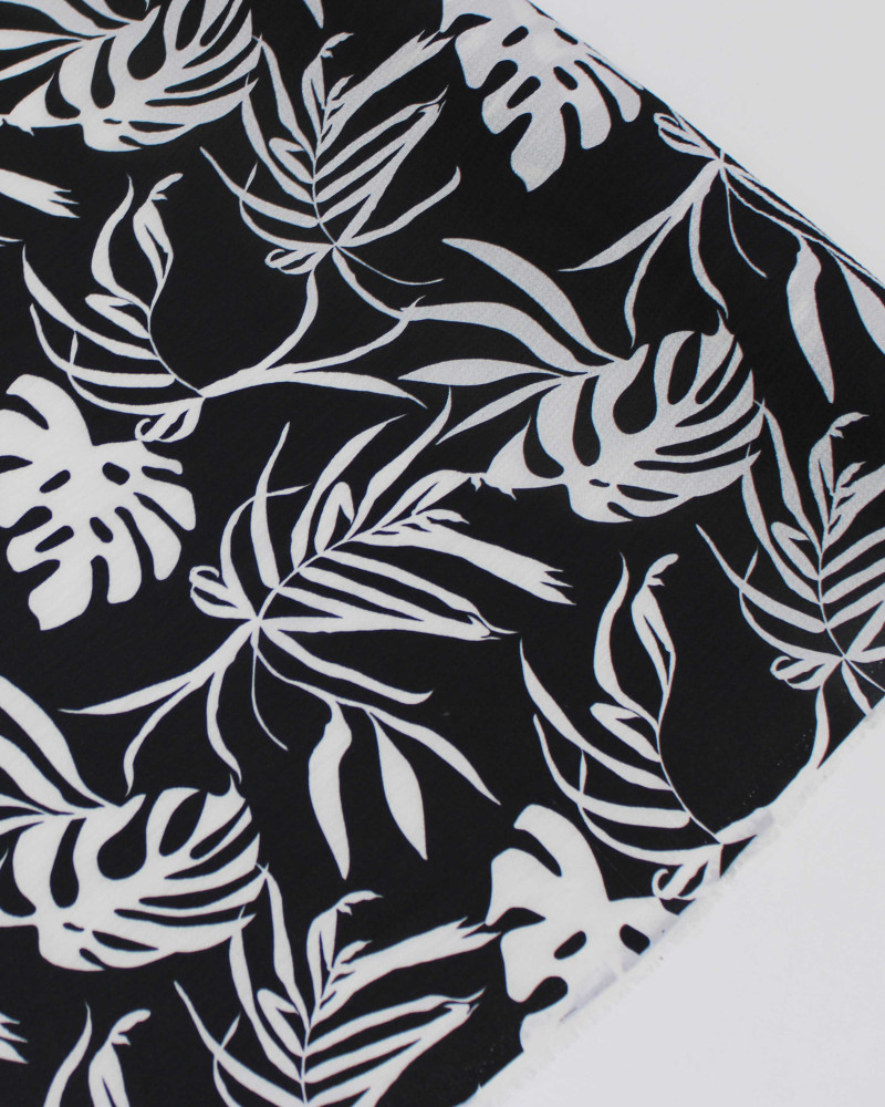 Tecido Crepe Bubble Costela de Adão Branco e Preto