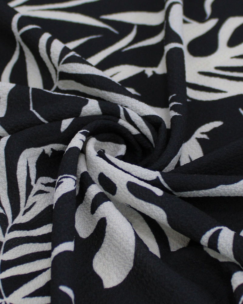 Tecido Crepe Bubble Costela de Adão Branco e Preto