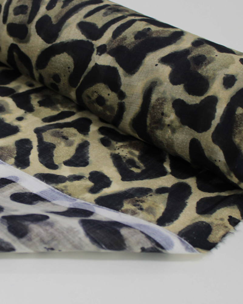 Tecido Linho Puro Italiano Animal Print Clássico