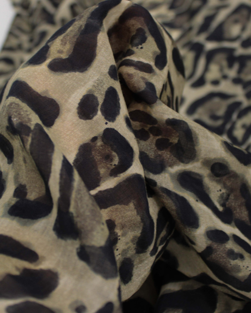 Tecido Linho Puro Italiano Animal Print Clássico