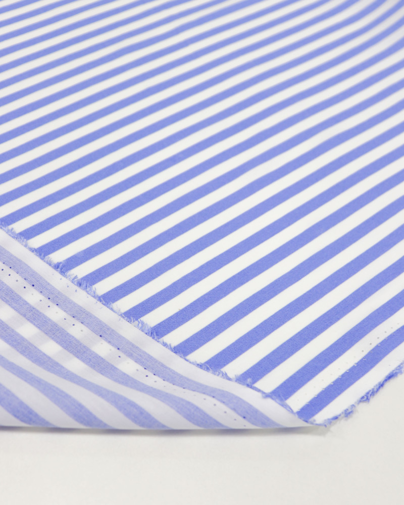 Tecido Viscose Listrada Branco e Azul