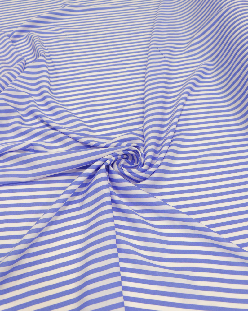 Tecido Viscose Listrada Branco e Azul