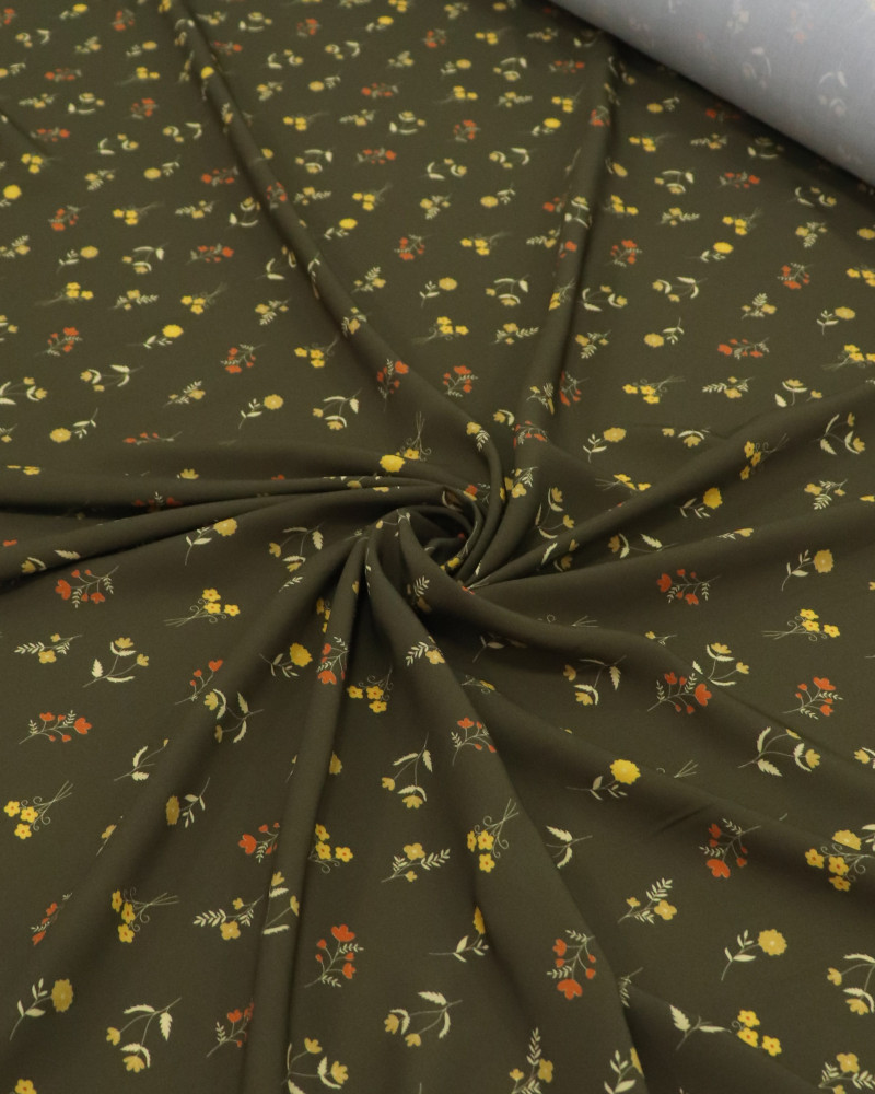 Tecido Viscose Premium Liberty Amarelo, Laranja e Verde Oliva