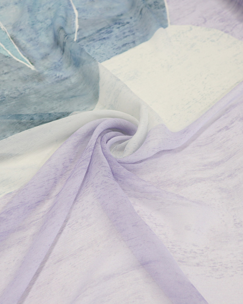 Tecido Crepe Chiffon Italiano Caricatura em Negativo e Lilás (1,5x1,38)