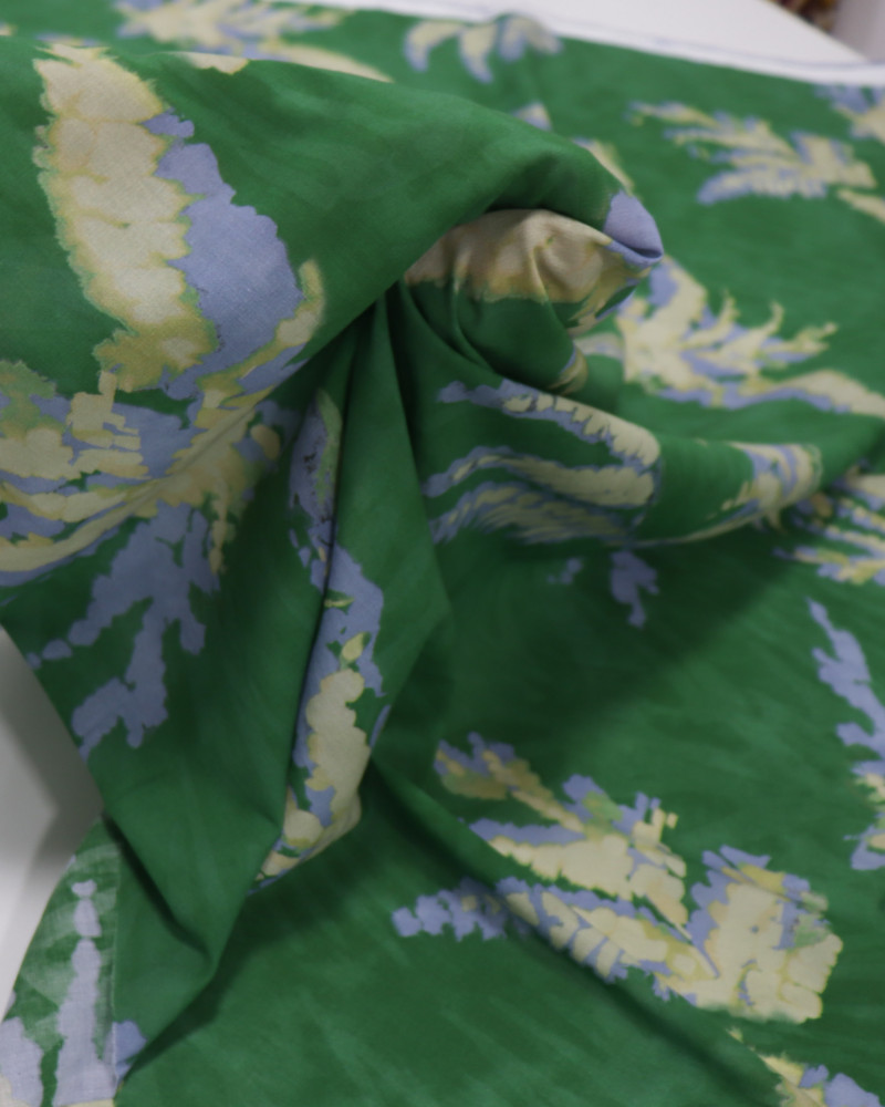 Tecido Crepe Chiffon Italiano Samambaias em Negativo e Verde