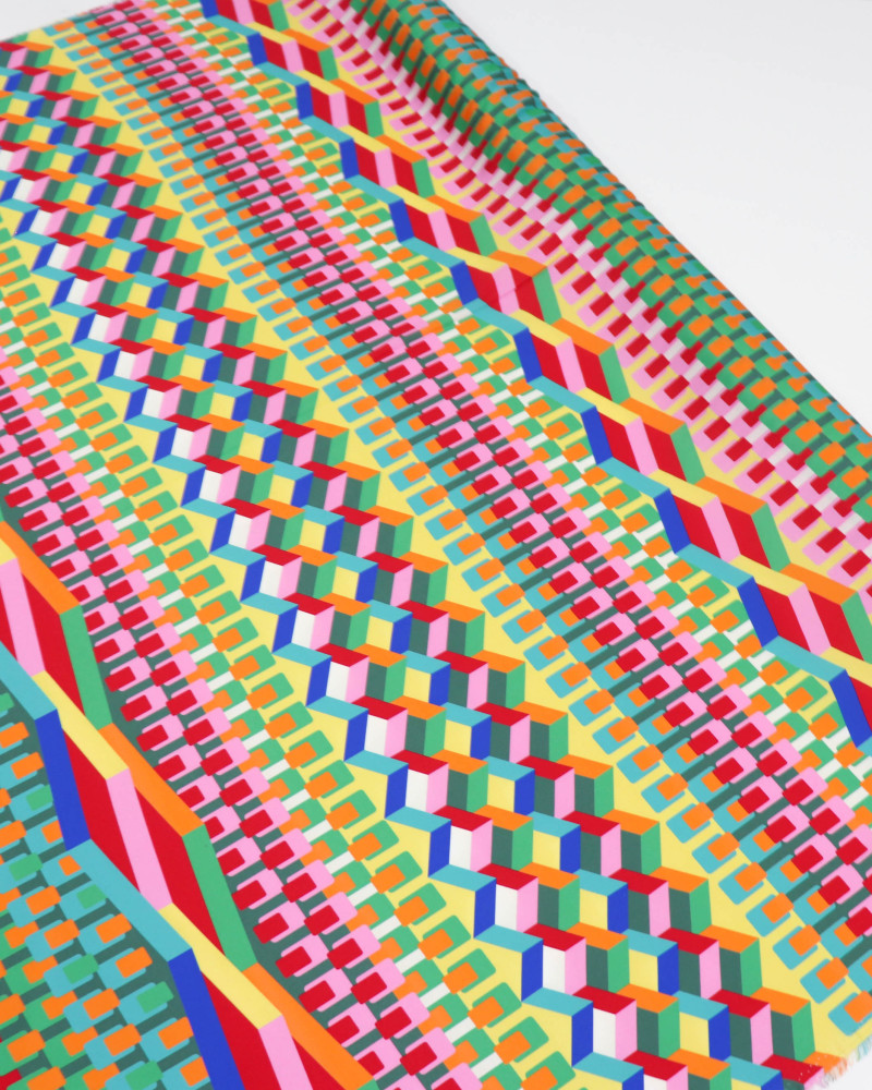 Tecido Crepe Silk Italiano Multi Estampa Geométrico Colorido