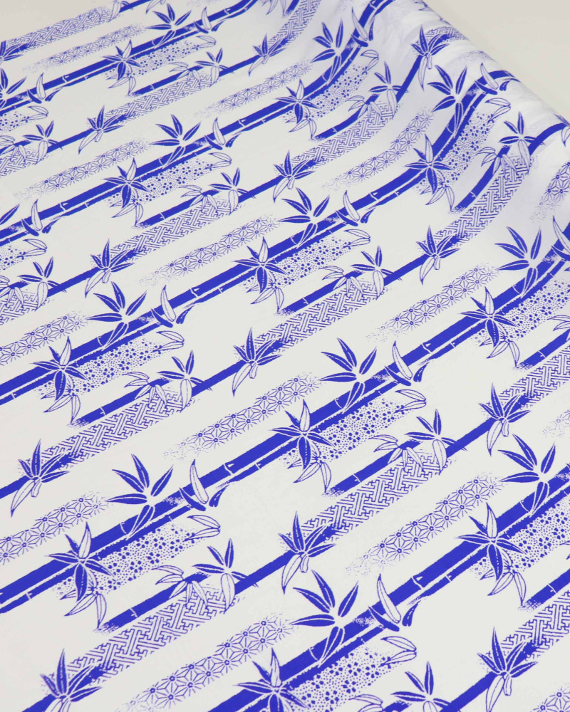 Tecido Viscose Bambuzal Azul e Branco