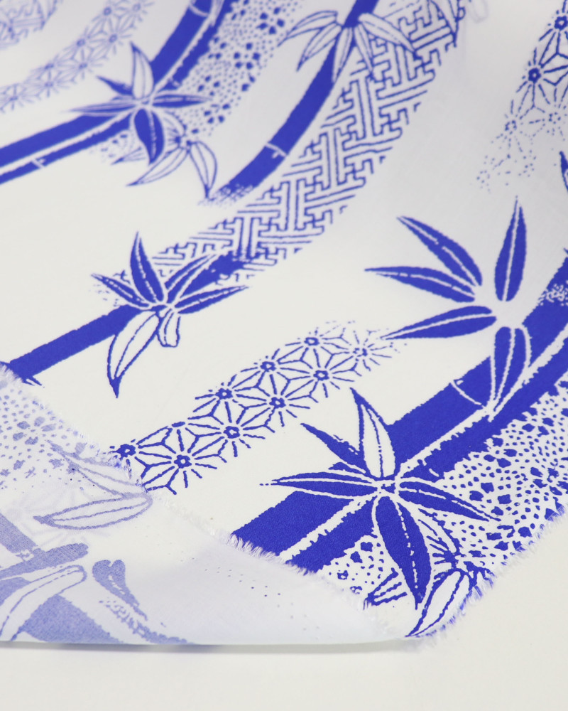 Tecido Viscose Bambuzal Azul e Branco