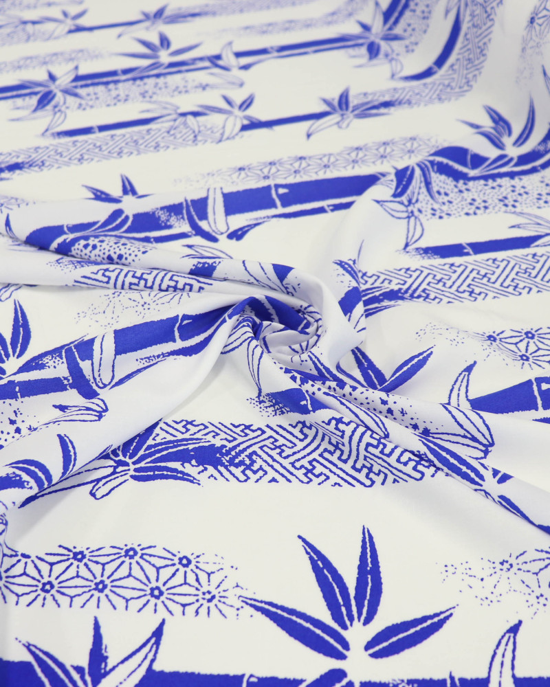 Tecido Viscose Bambuzal Azul e Branco