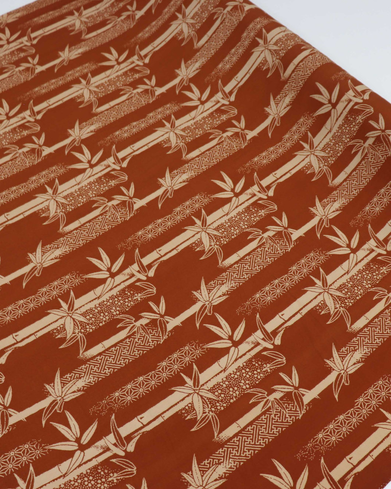 Tecido Viscose Bambuzal Bege e Terracota
