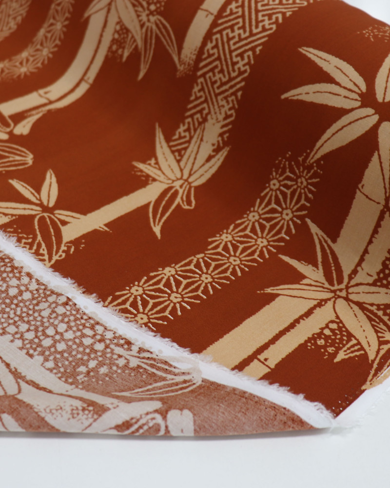 Tecido Viscose Bambuzal Bege e Terracota