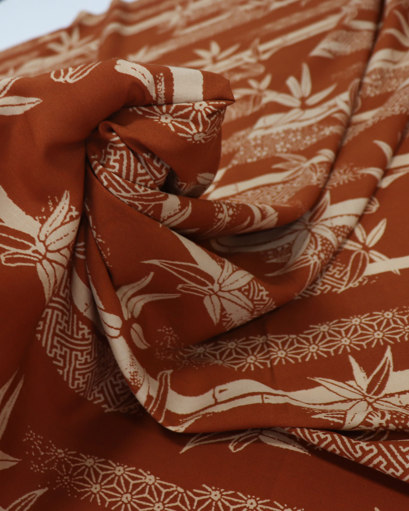 Tecido Viscose Bambuzal Bege e Terracota