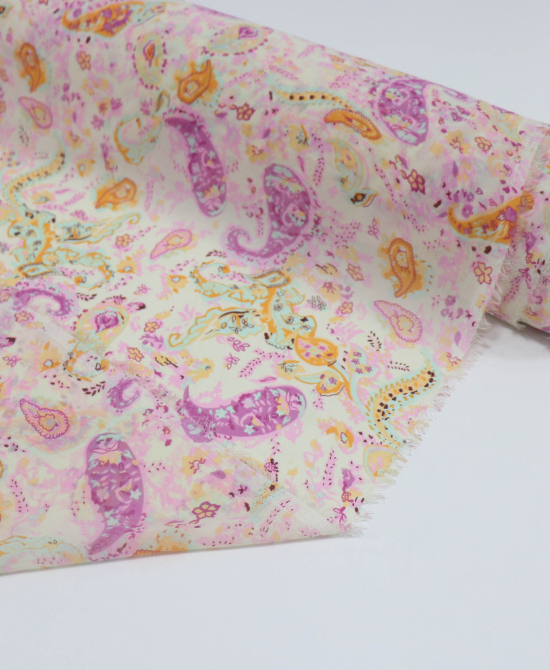 Tecido Crepe Chiffon Cashmere Tons Pastéis