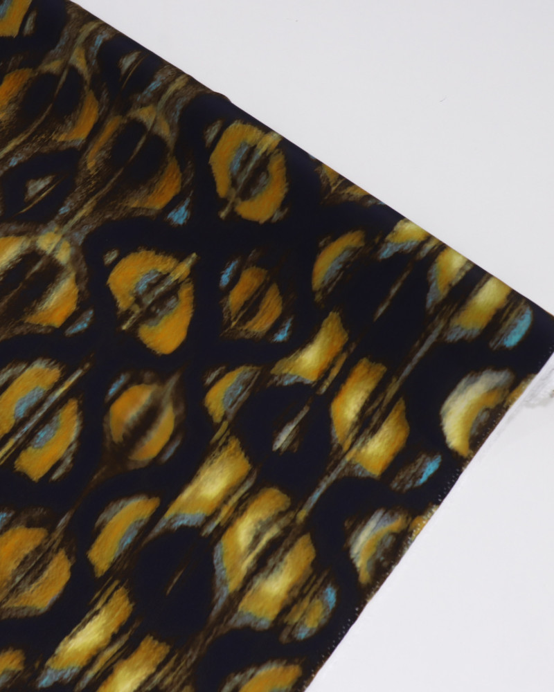 Tecido Crepe de Viscose Italiano Aquarela Amarelo e Azul