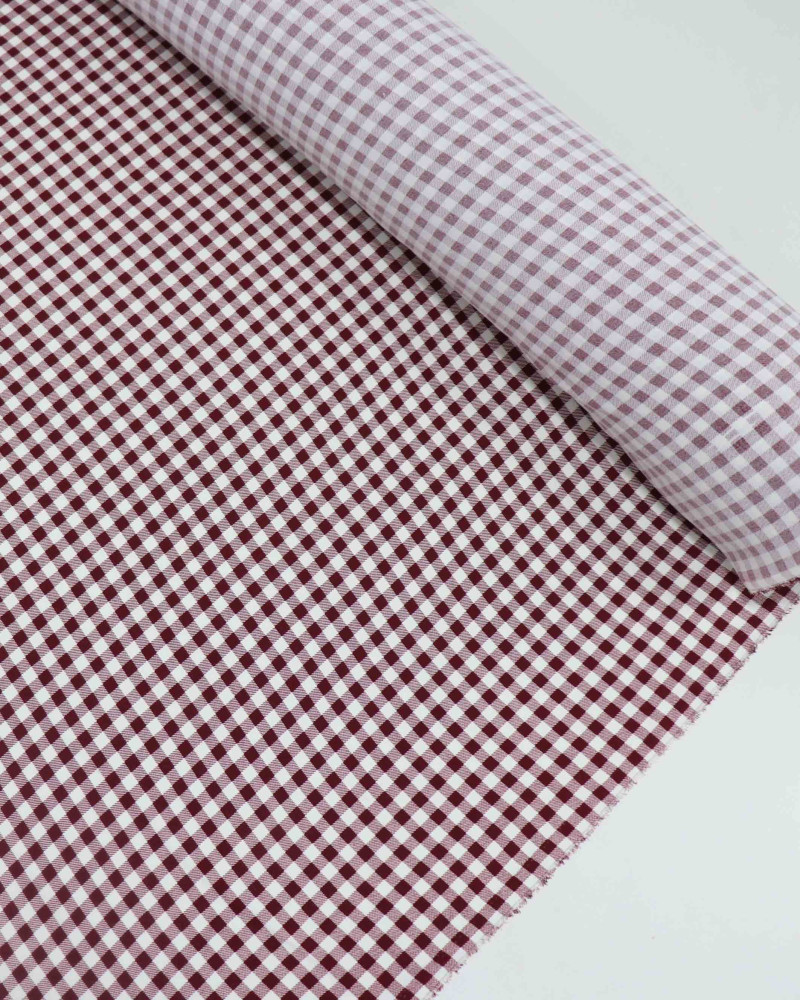 Tecido Crepe Koshibo Quadriculado Branco e Marsala