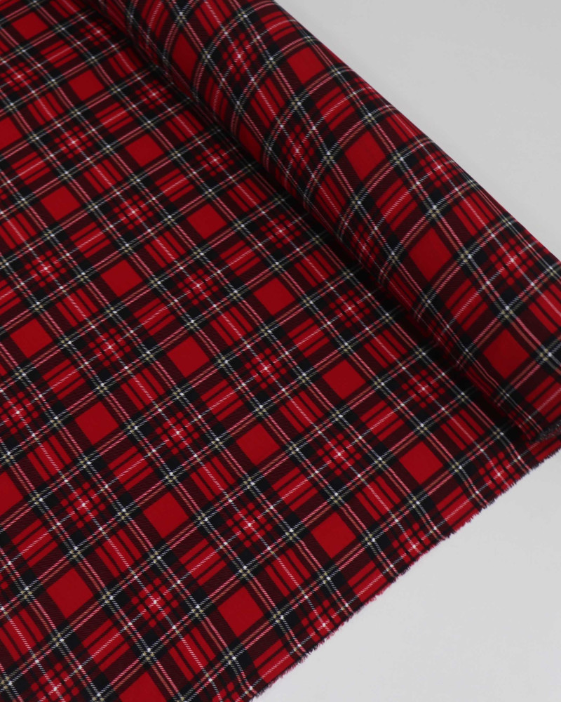 Tecido Crepe Koshibo Xadrez Duplo Amarelo, Branco e Vermelho