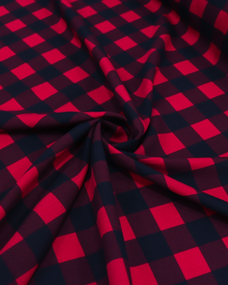 Tecido Viscose Quadriculado Preto e Vermelho