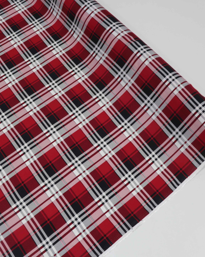 Tecido Viscose Xadrez Duplo Preto, Branco e Vermelho