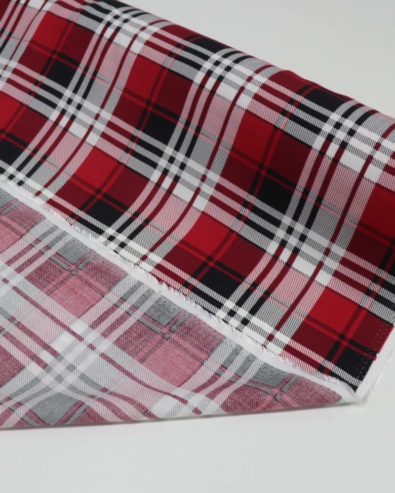 Tecido Viscose Xadrez Duplo Preto, Branco e Vermelho