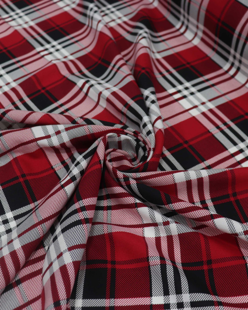 Tecido Viscose Xadrez Duplo Preto, Branco e Vermelho