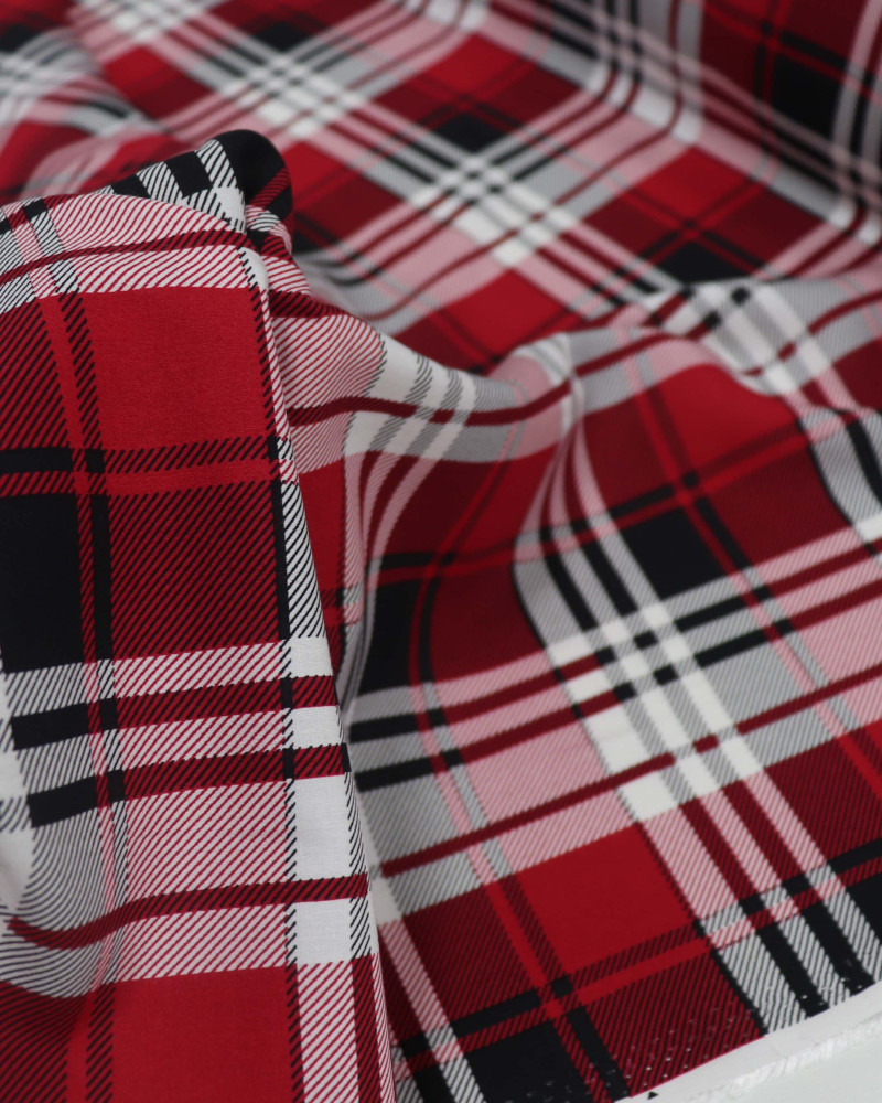 Tecido Viscose Xadrez Duplo Preto, Branco e Vermelho