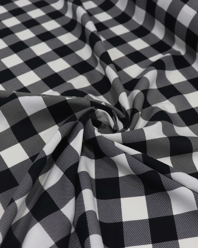 Tecido Viscose Quadriculado Preto e Branco