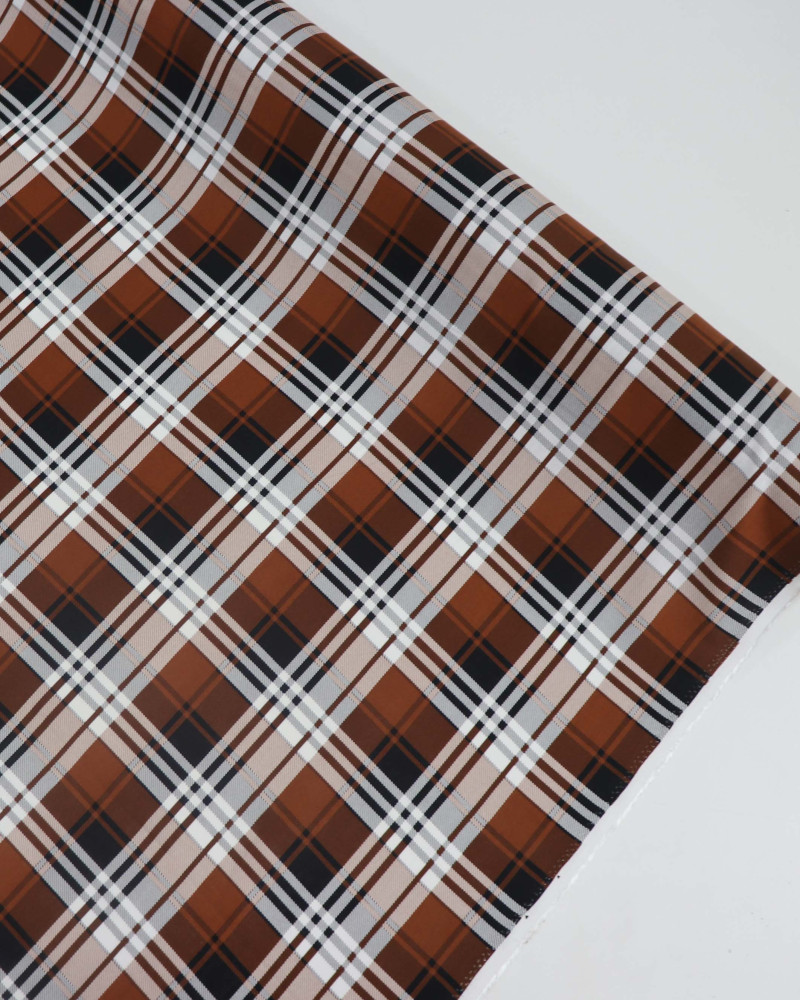 Tecido Viscose Xadrez Duplo Preto, Branco e Marrom
