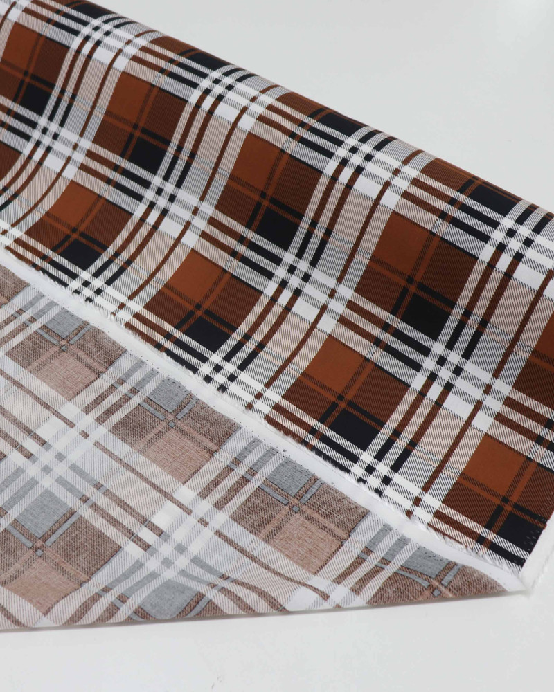 Tecido Viscose Xadrez Duplo Preto, Branco e Marrom