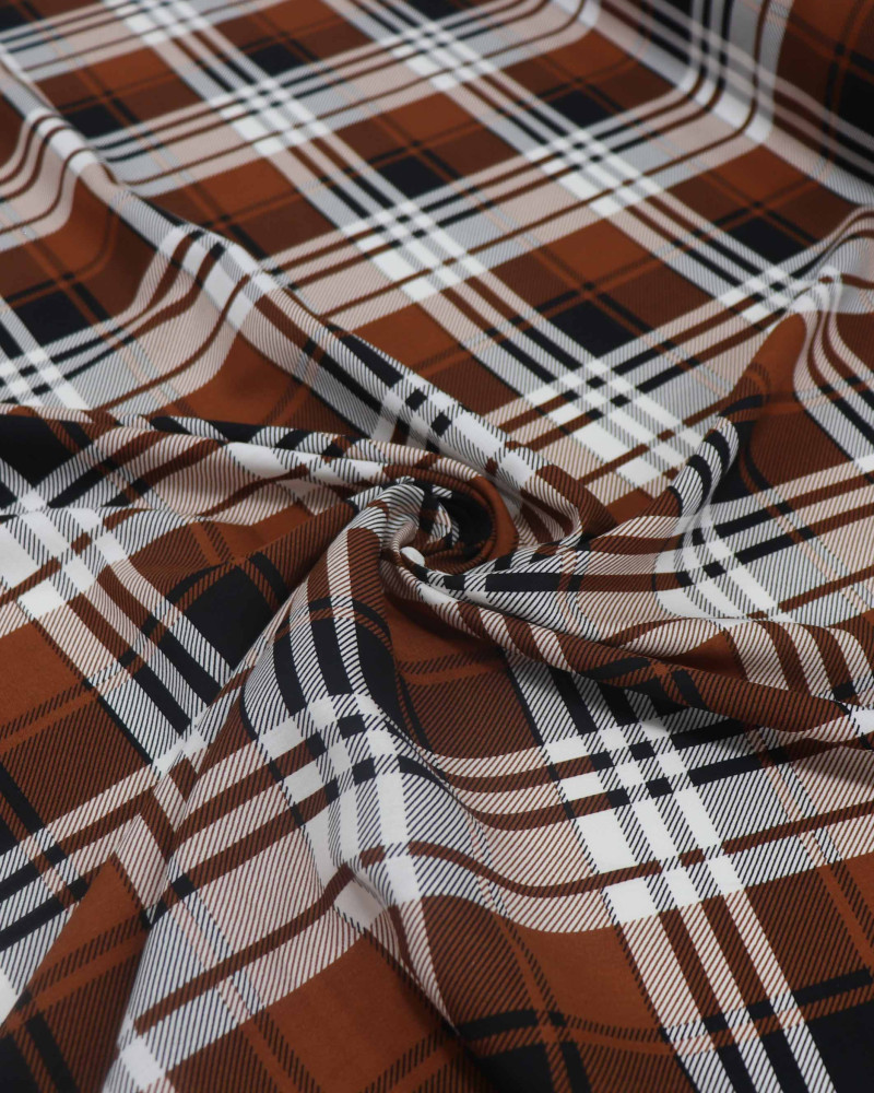 Tecido Viscose Xadrez Duplo Preto, Branco e Marrom