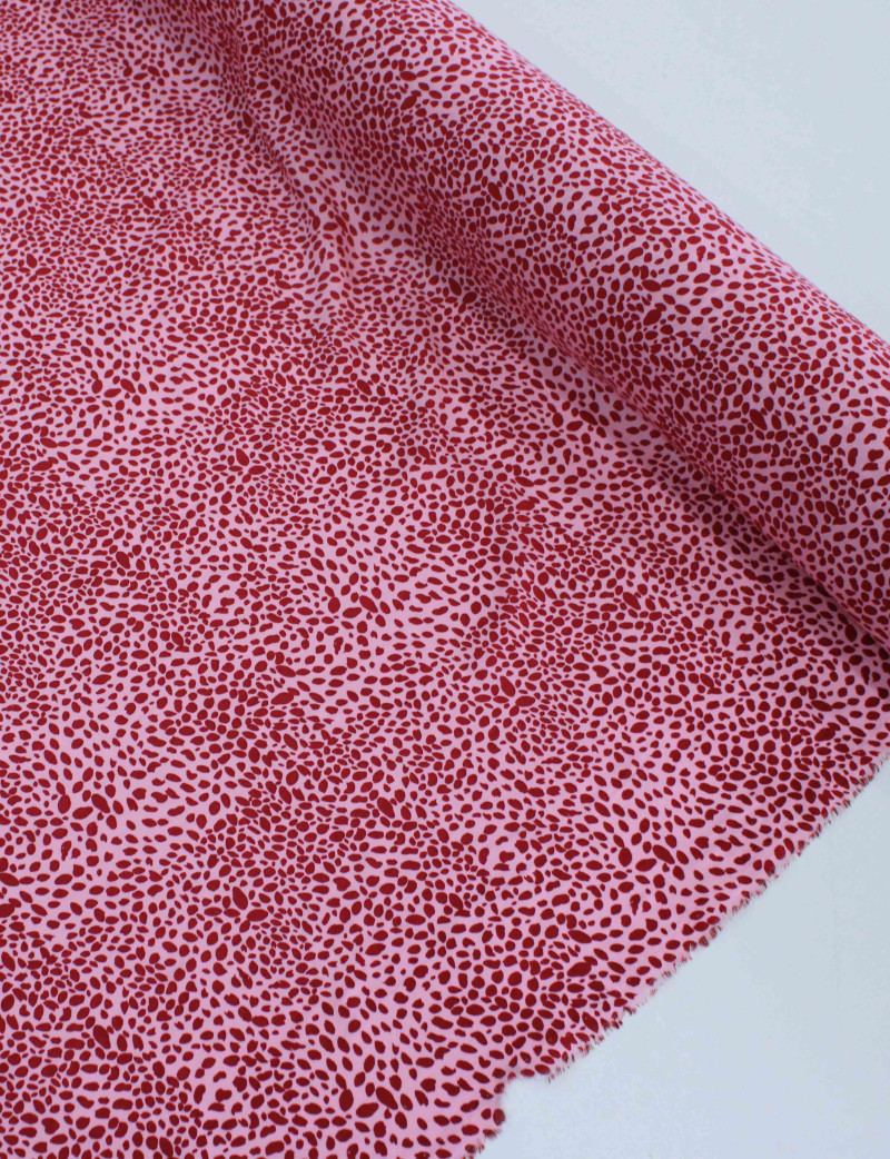 Tecido Viscose Pingos Irregulares Tons de Rosa