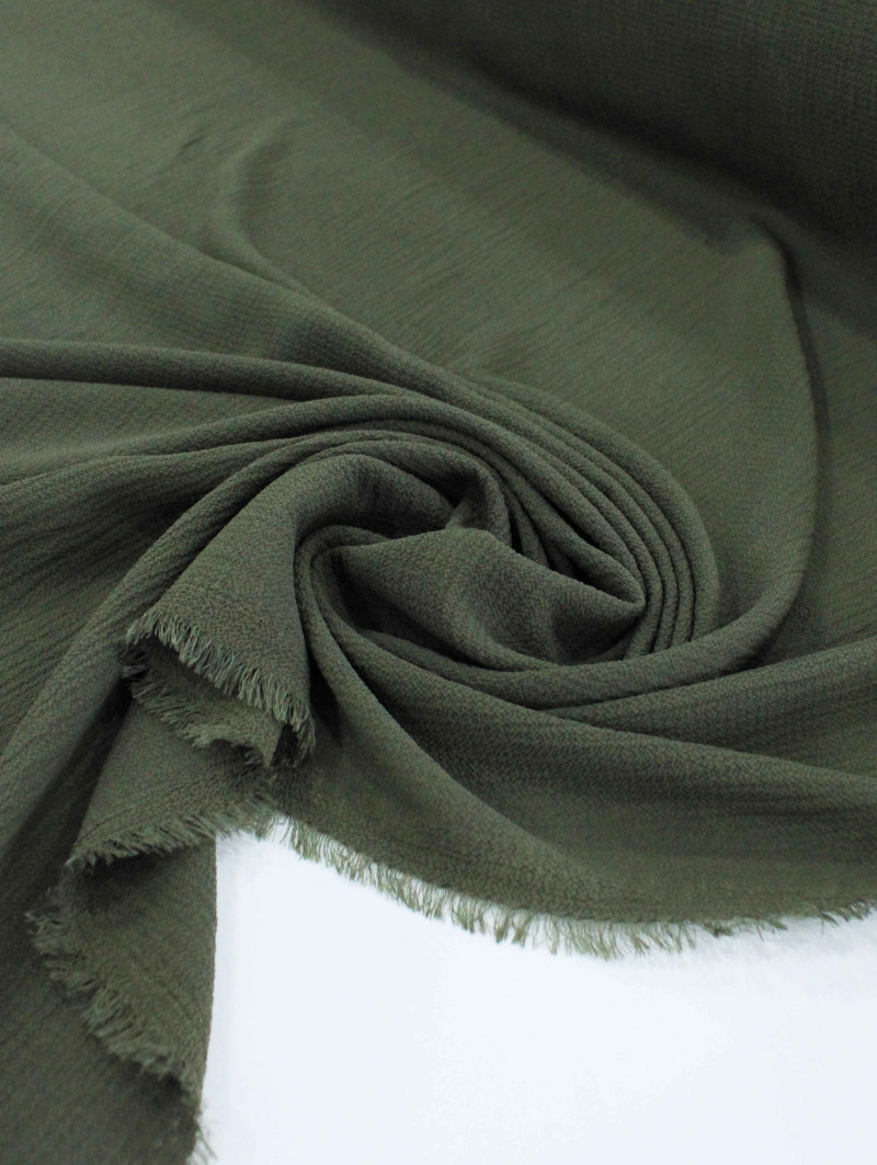 Tecido Crepe Bubble com Elastano Verde Militar
