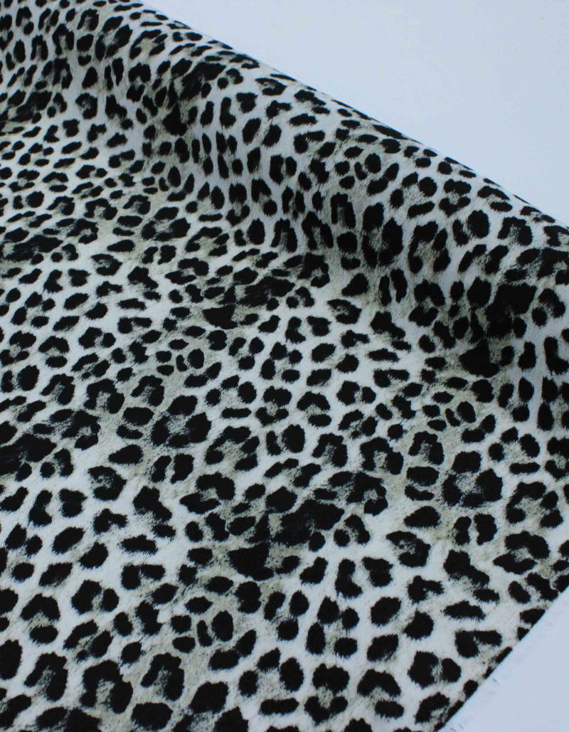 Tecido Crepe Bubble com Elastano Animal Print Cinza