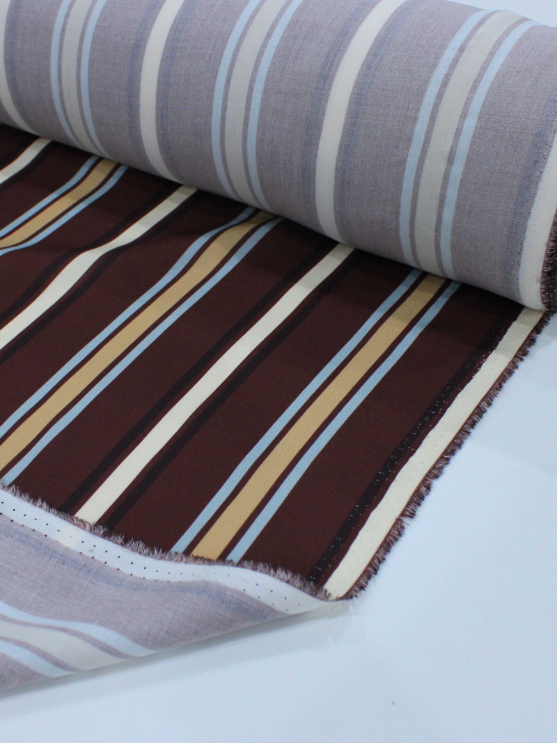 Tecido Viscose Premium Multi Listras Tons Terrosos