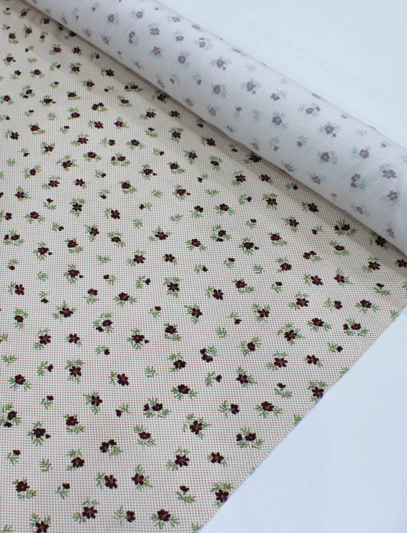 Tecido Viscose Premium Micro Poá e Floral Tons de Rosa