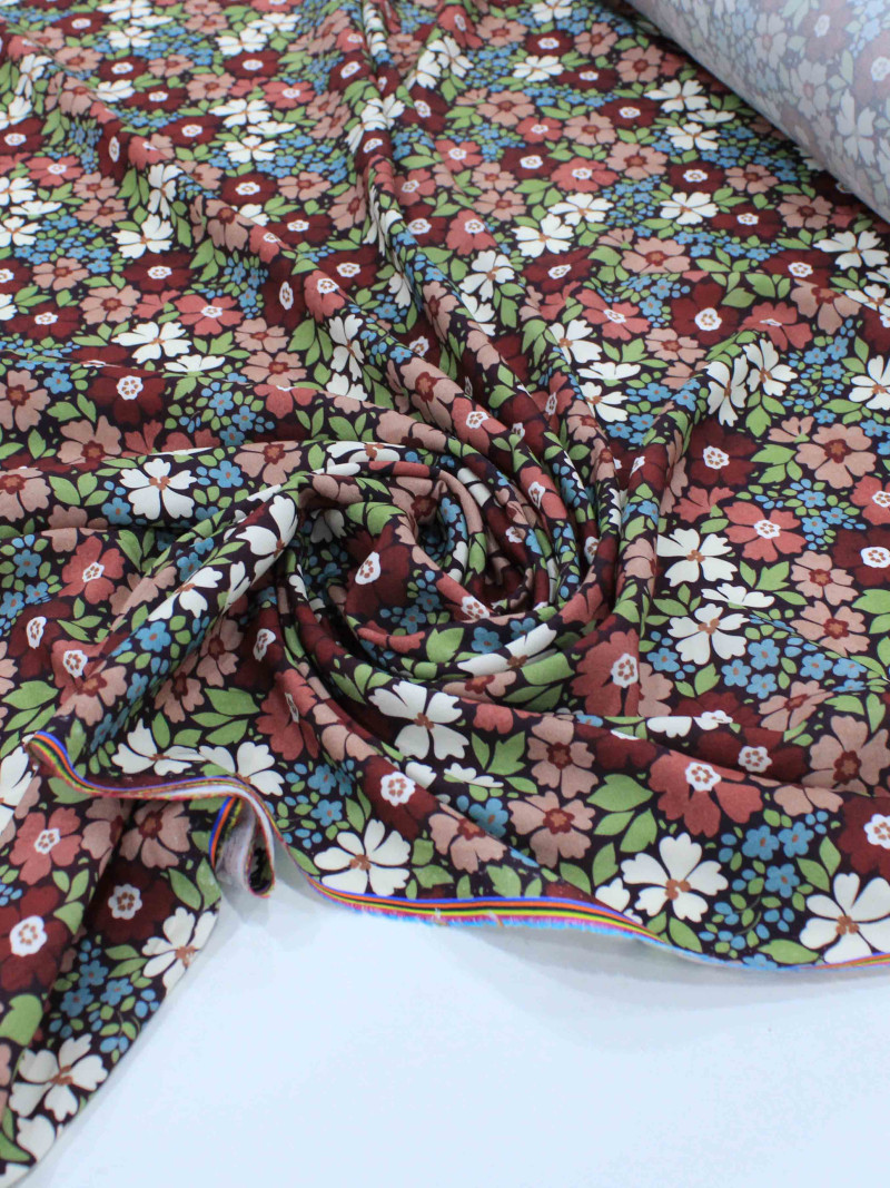 Tecido Viscose Premium Tapete Floral Outono