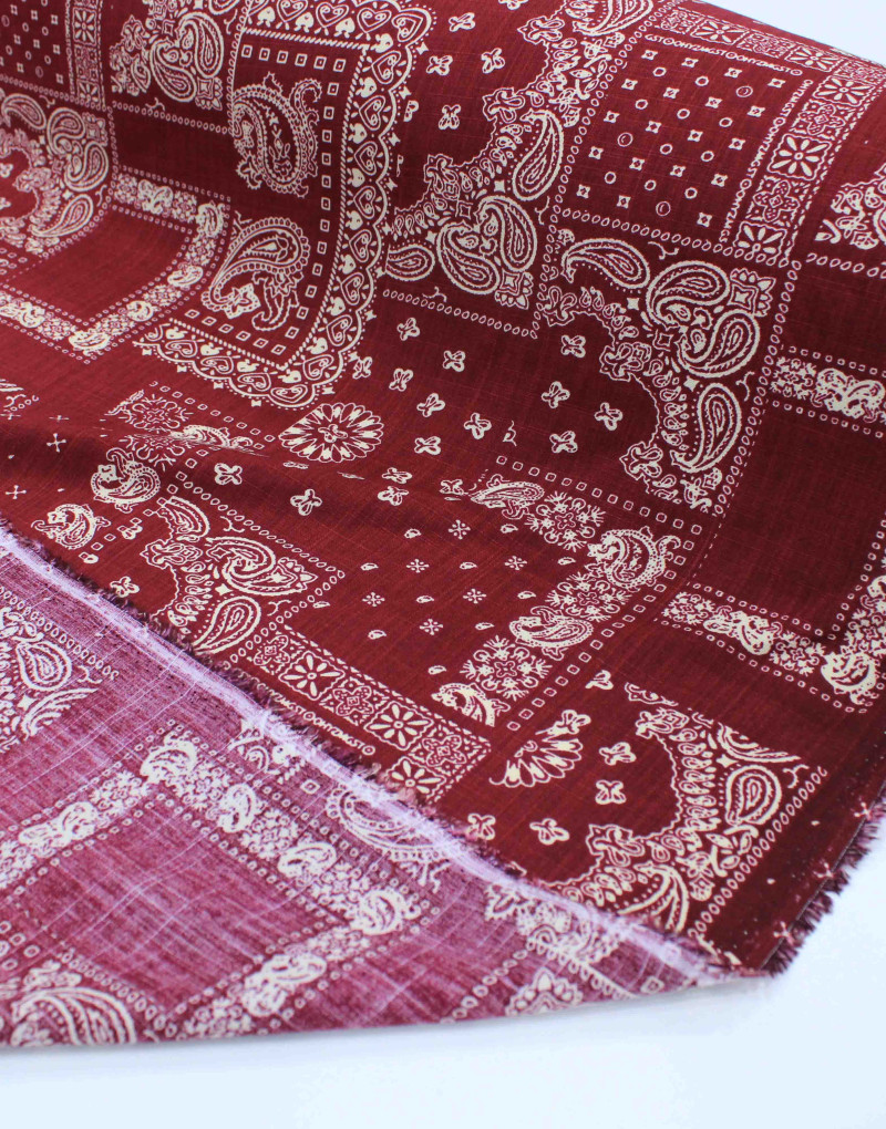 Tecido Viscose Texturizada Recortes em Cashmere Marsala