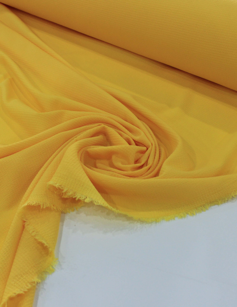 Tecido Crepe Bubble com Elastano Amarelo Gema