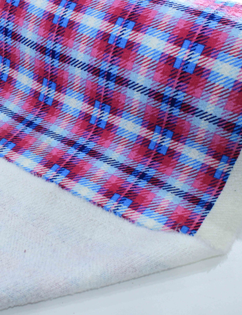 Tecido Tweed Italiano Xadrez Rosa e Azul