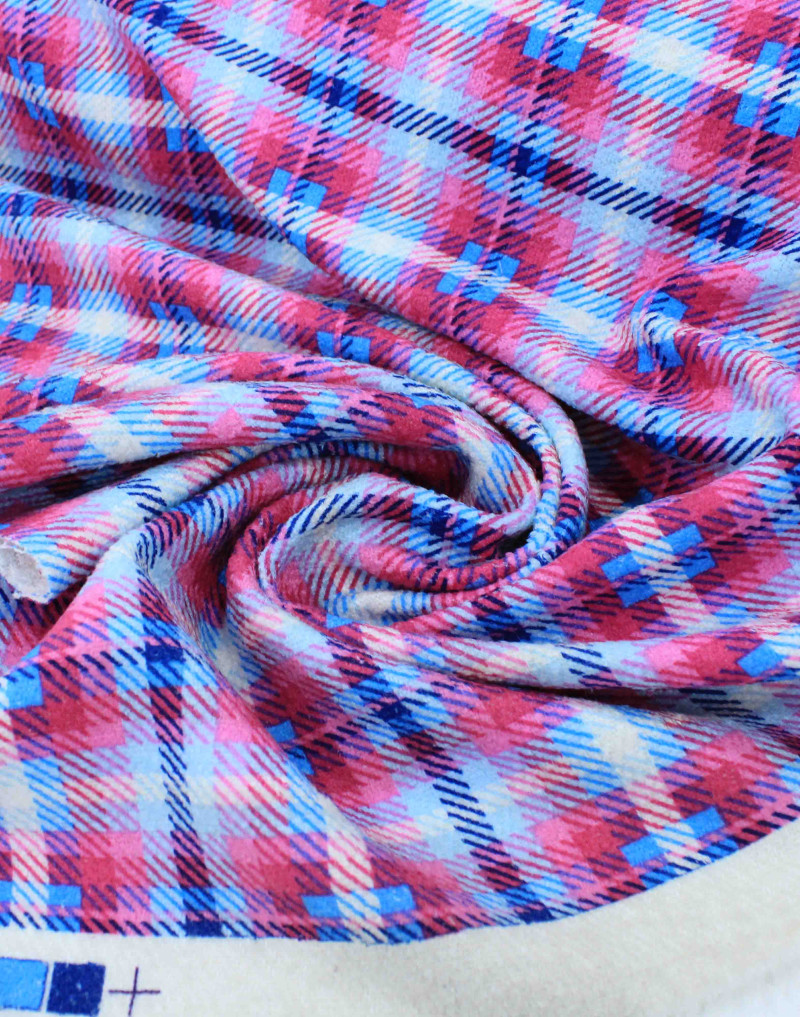 Tecido Tweed Italiano Xadrez Rosa e Azul