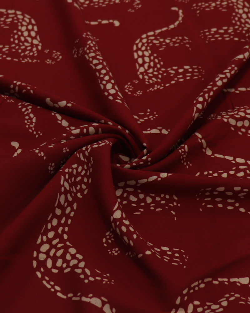 Tecido Viscose Leopardo Bege e Argila Vermelha (0.5m)