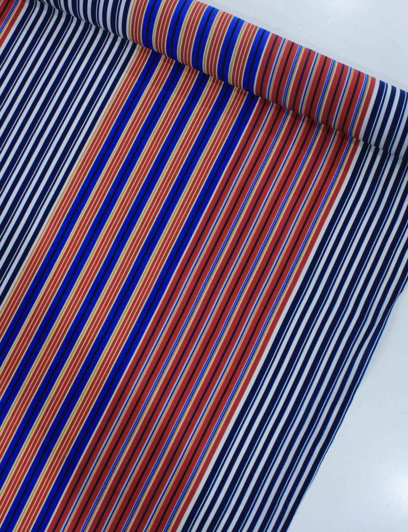 Tecido Crepe Chiffon Italiano Macro Listras Coloridas