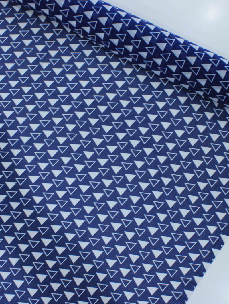Tecido Crepe Chiffon Italiano Micro Triângulos Azul Marinho