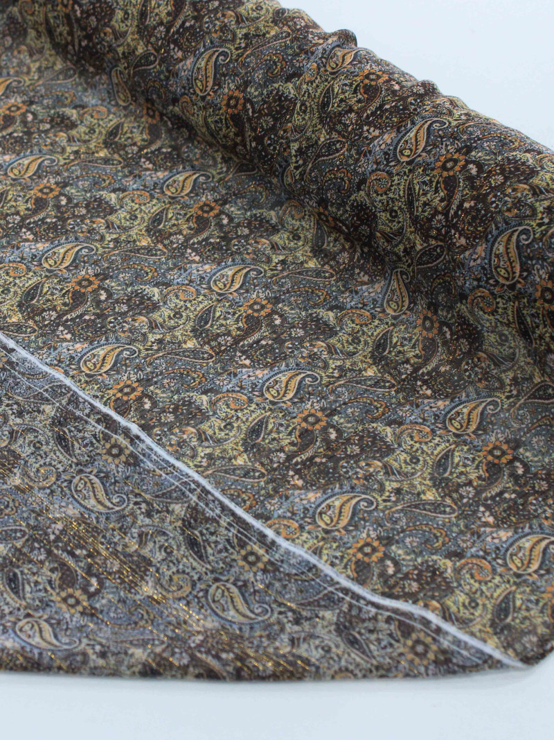 Tecido Crepe Chiffon Italiano Cashmere Tons Terrosos