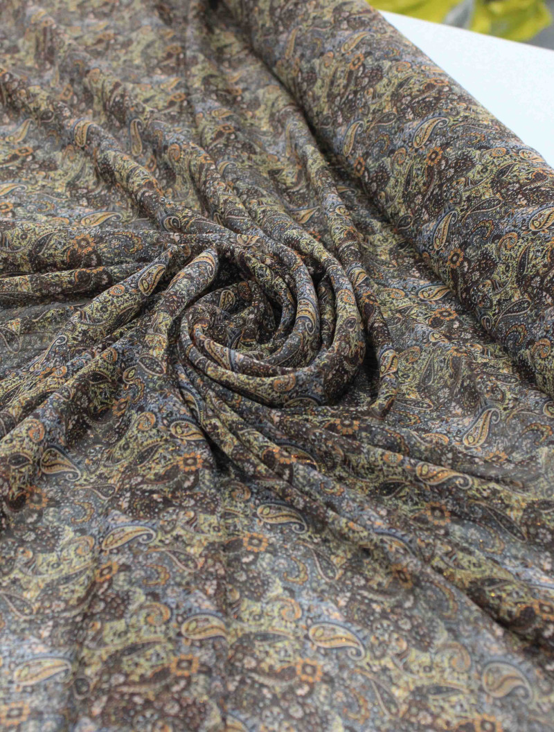 Tecido Crepe Chiffon Italiano Cashmere Tons Terrosos