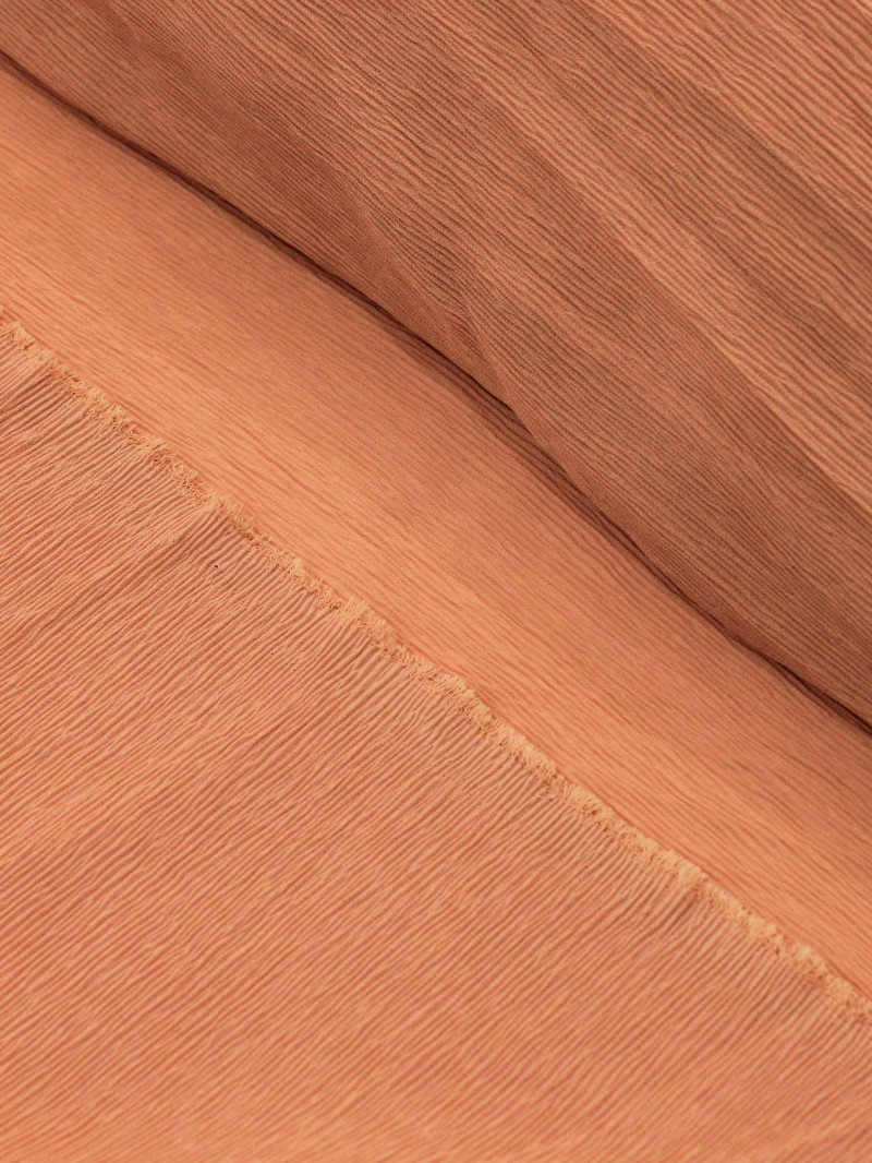 Tecido Crepe Micro Plissado Salmão Forte