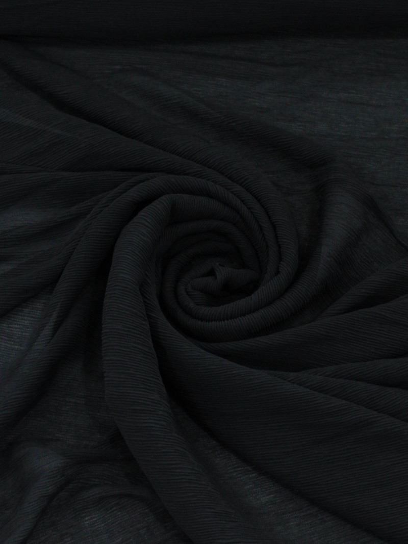 Tecido Crepe Micro Plissado Preto