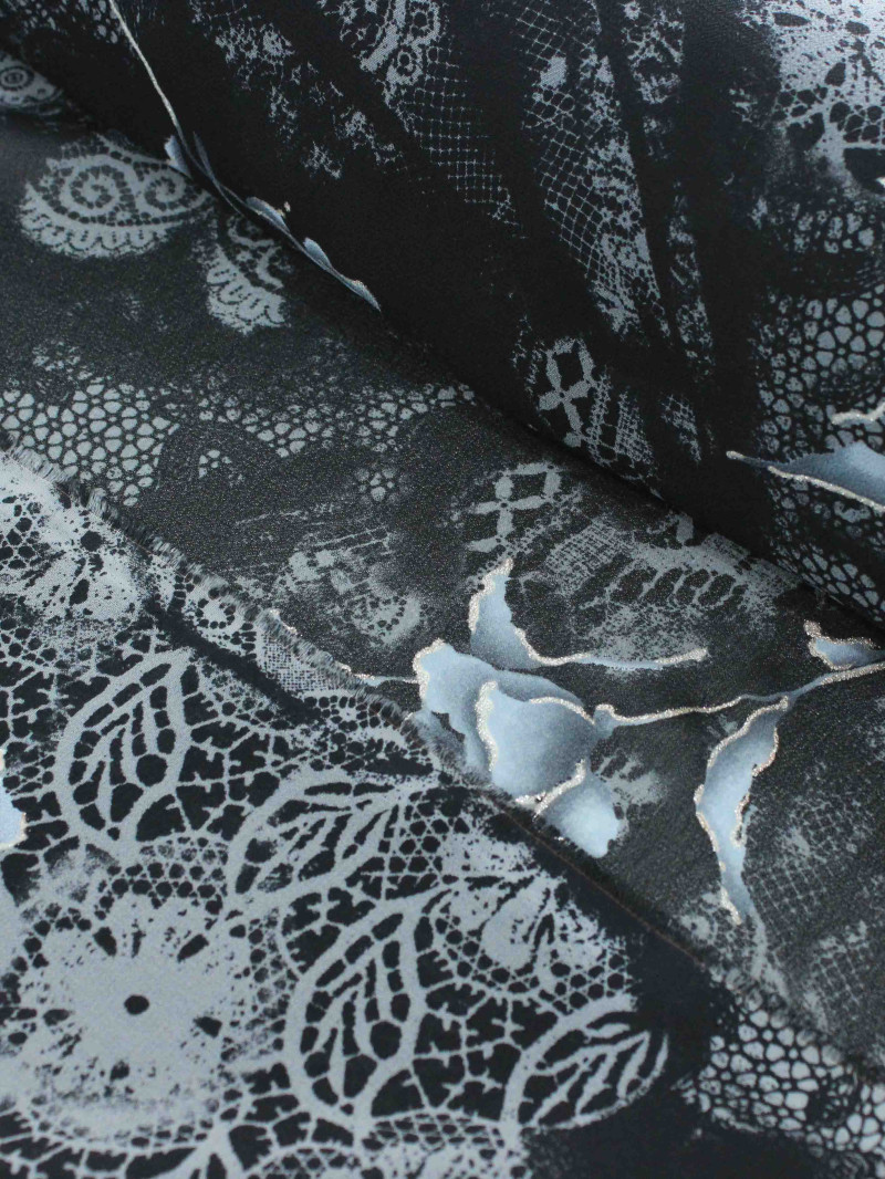 Tecido Crepe Chiffon Mix Animal Print Preto e Cinza